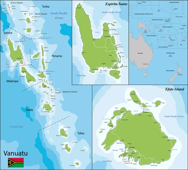 Vanuatu mapa — Vetor de Stock