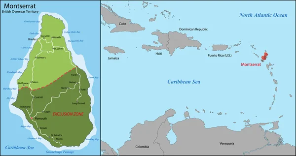 Montserrat mapa — Vector de stock