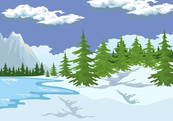 Zimowy krajobraz górski — Wektor stockowy