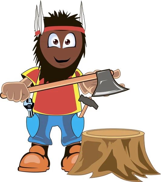 伐木工人拿着斧头卡通 — 图库矢量图片