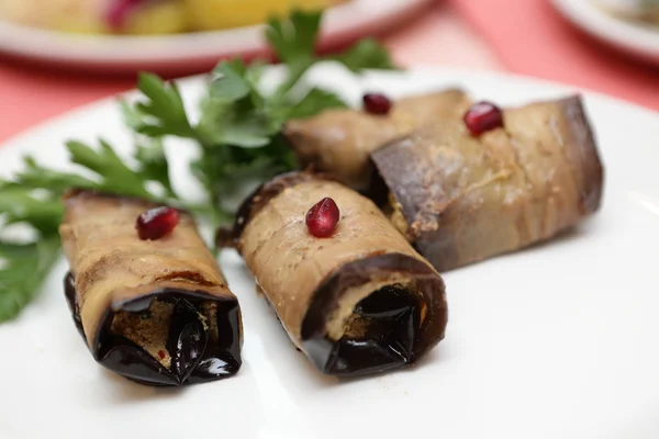 Roasted eggplant rolls — Stock Photo, Image