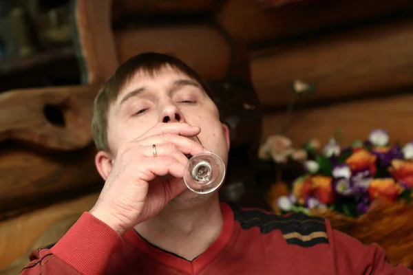 Man drinking vodka — Stock Photo, Image