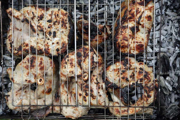 Catfish slices on the gril — Stock Photo, Image