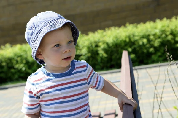 Toddler in panama hat — Stock Photo, Image