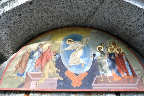 Szczegóły Łuk Nad Wejściem Kościoła Prawosławnego Klasztorze Valaam — Zdjęcie stockowe