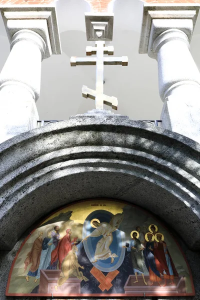 Арка Над Входом Православной Церкви Валаамский Монастырь — стоковое фото