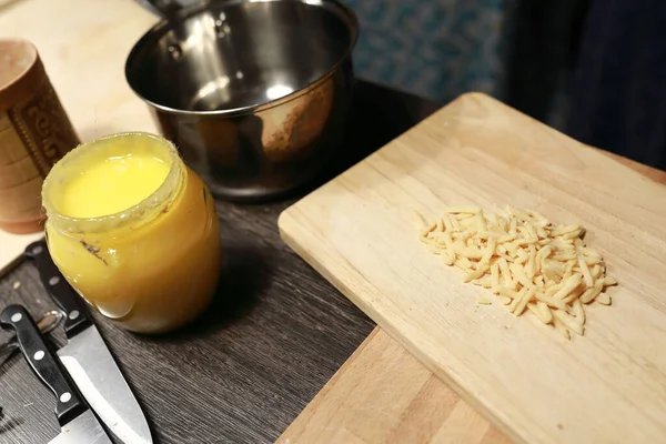 Pieces Dough Jar Honey Cooking Chak Chak Kitchen — Stock Photo, Image