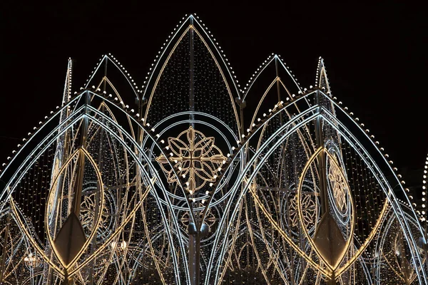 Vista Guirlandas Estampadas Brilhantes Noite Kazan — Fotografia de Stock