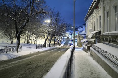 Rusya, Kazan 'da kışın sokak manzarası