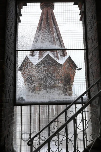 Fragment Zvonice Epiphany Katedrála Kazani Rusko — Stock fotografie