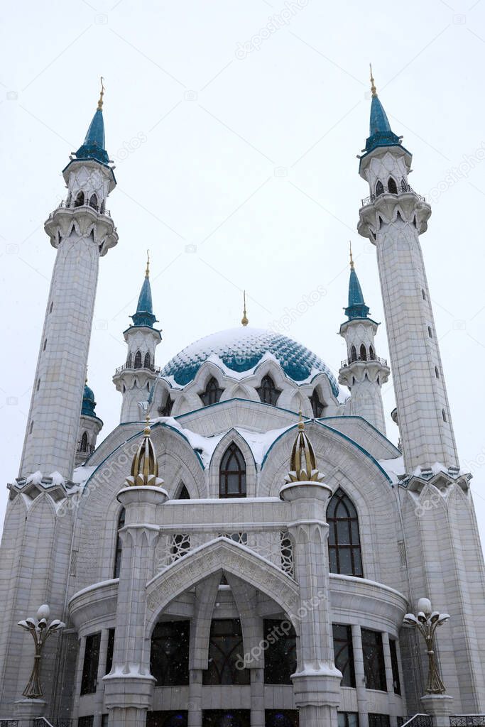 View of Kul Sharif Mosque in Kazan Kremlin in winter