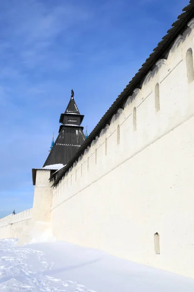 Preobrazjenskaja Toren Van Kazan Kremlin Winter Rusland — Stockfoto