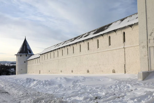 Вид Башню Стену Казанского Кремля Зимой Россия — стоковое фото