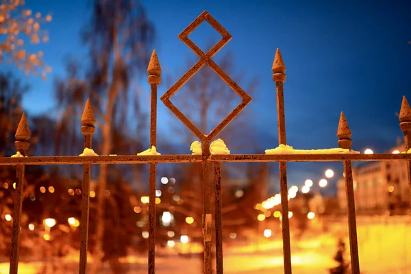 Cerca Parque Lago Preto Kazan Inverno Noite — Fotografia de Stock