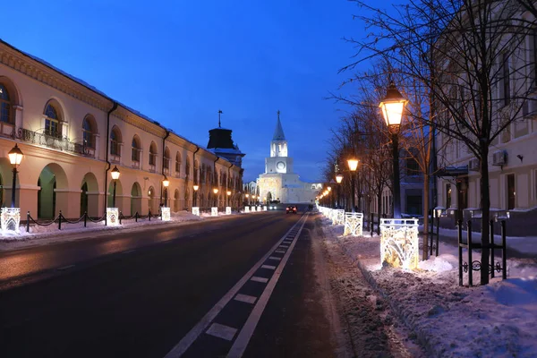 Kremlin Rua Kazan Inverno Noite Rússia — Fotografia de Stock