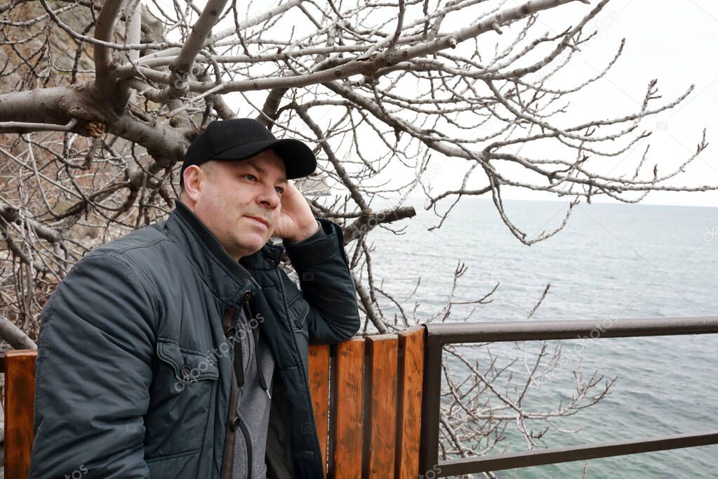 Man on bench at Chekhov's dacha, Gurzuf, Crimea