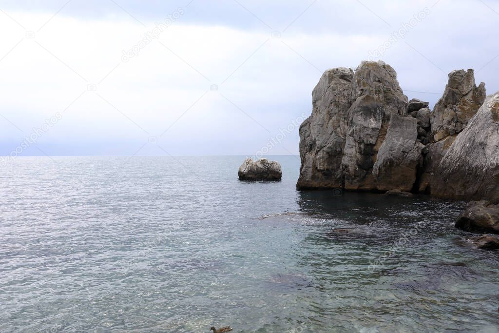 Landscape of Anton Chekhov Bay in Gurzuf, Crimea