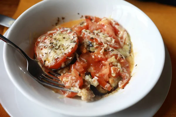 Berenjena Con Tomates Queso Restaurante Turco —  Fotos de Stock