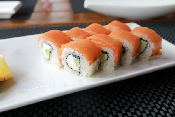 Placa Com Conjunto Sushi Restaurante — Fotografia de Stock