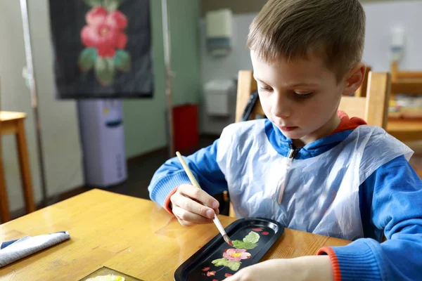 Kinderlade Aan Tafel Werkplaats — Stockfoto