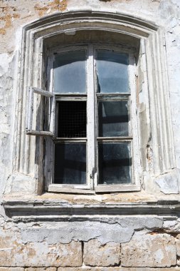 Küçük Kudüs 'teki bina penceresi, eski Yevpatoria şehri, Kırım.
