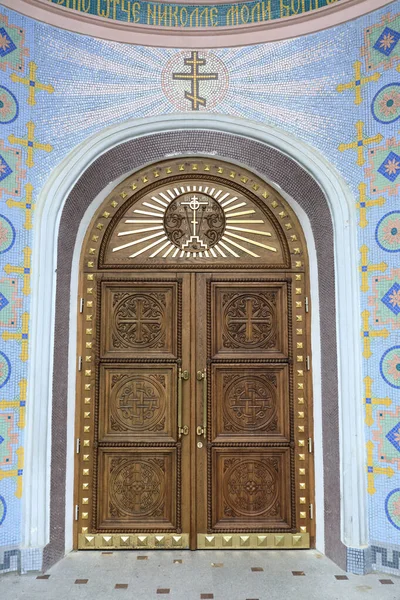 Wooden Door Church Saint Nicholas Yevpatoria Crimea — Stock Photo, Image