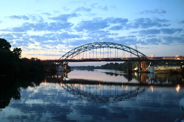 Bridge Oka River Night Russia — Stock Photo, Image