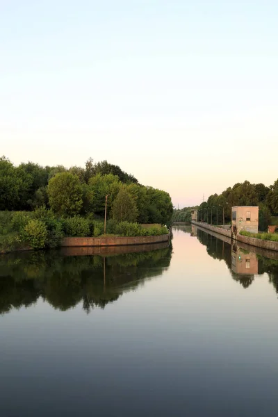 Antiguo Candado Río Oka Atardecer Rusia —  Fotos de Stock