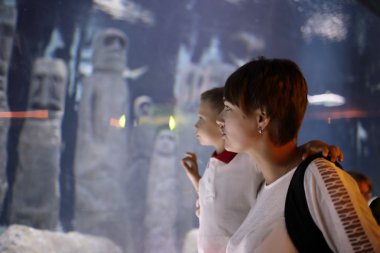 Anne ile oğlu oceanarium