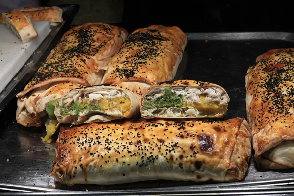 Tray with turkish baked rolls — Stock Photo, Image