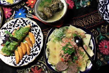 Uzbek national dishes clipart