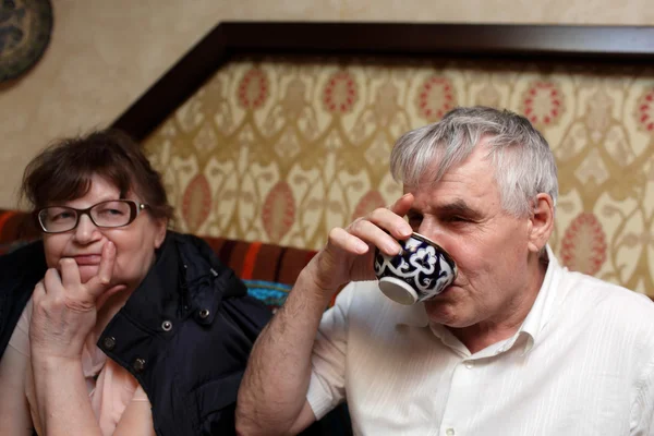 Senior couple in the restaurant — Stock Photo, Image