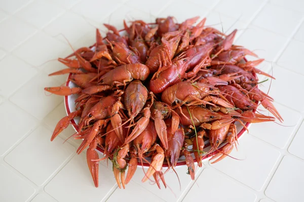 Écrevisses bouillies sur l'assiette — Photo