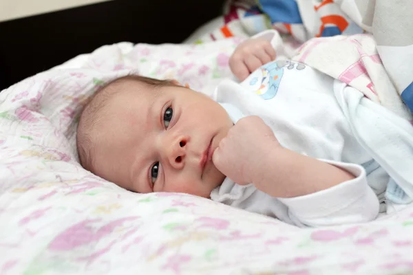 Retrato de bebê recém-nascido pensativo — Fotografia de Stock