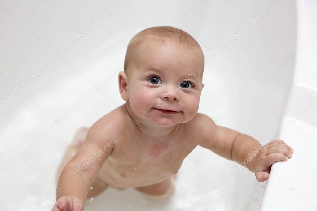 Baby boy in bathtub