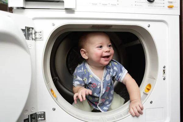 Baby boy in the dryer — Stock Photo, Image