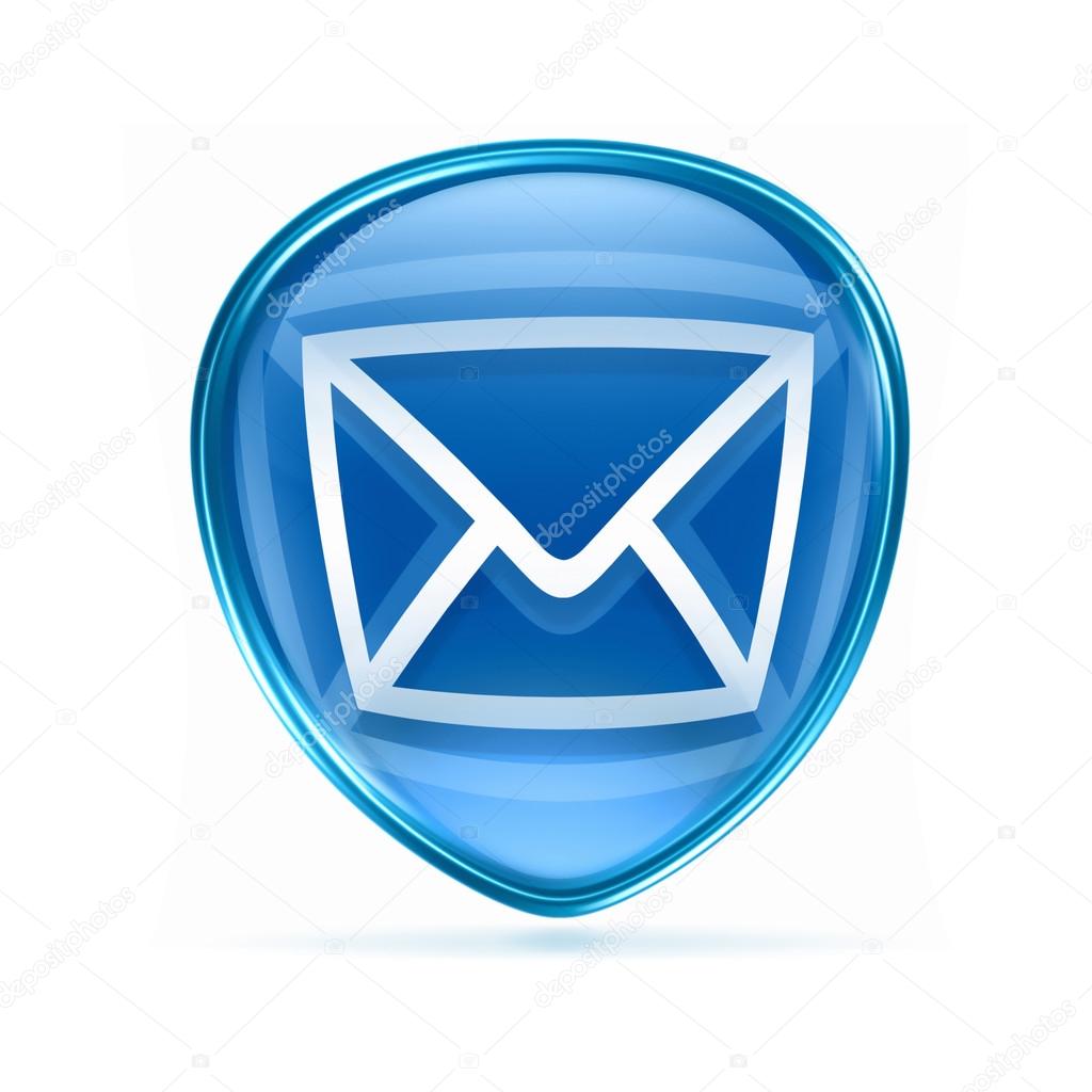 postal envelope blue, isolated on white background