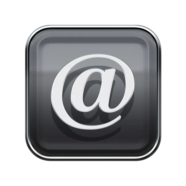 Ícone símbolo de e-mail cinza brilhante, isolado no fundo branco — Fotografia de Stock
