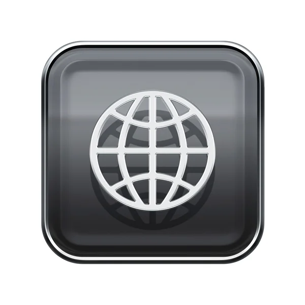 Globe icon glossy grey, isolated on white background — Stock Photo, Image