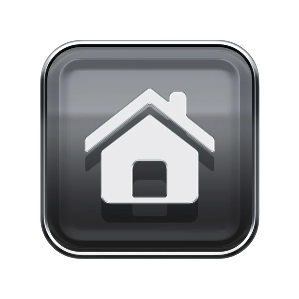 房子图标有光泽的灰色，白色背景上孤立 — 图库照片
