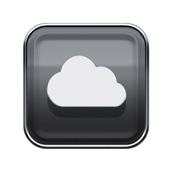 Cloud pictogram glanzend grijs, geïsoleerd op witte achtergrond — Stockfoto