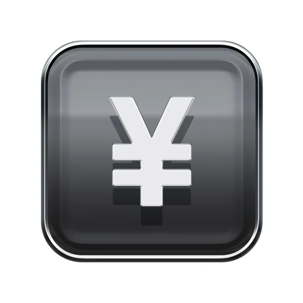 Yen icon glossy grey, isolated on white background — Stockfoto