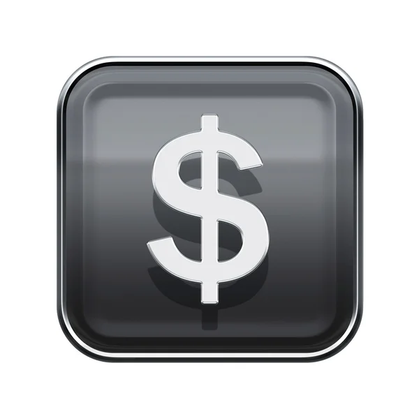 Dollar icon glossy grey, isolated on white background — 图库照片