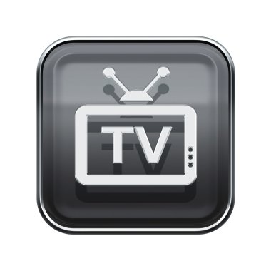 TV simgesi parlak gri, beyaz arka plan üzerinde izole