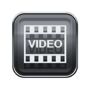 Video simgesi parlak gri, beyaz arka plan üzerinde izole