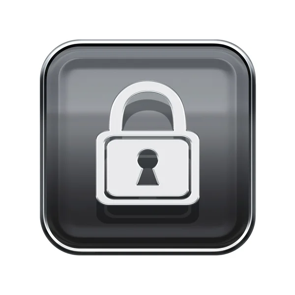 Lock icon glossy grey, isolated on white background — Stock Photo, Image