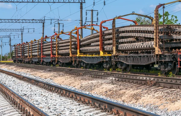 Train with special track equipment at repairs — Stock Photo, Image