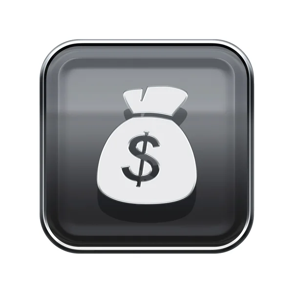 Dollar icon glossy grey, isolated on white background — ストック写真