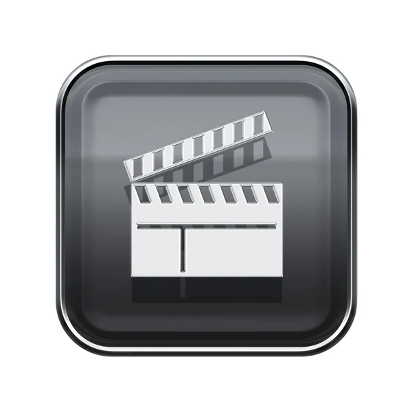 Film clapper board icona grigio lucido, isolato su backgrou bianco — Foto Stock