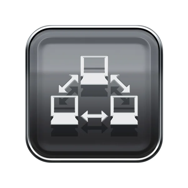 Network icon glossy grey, isolated on white background. — Stock Photo, Image